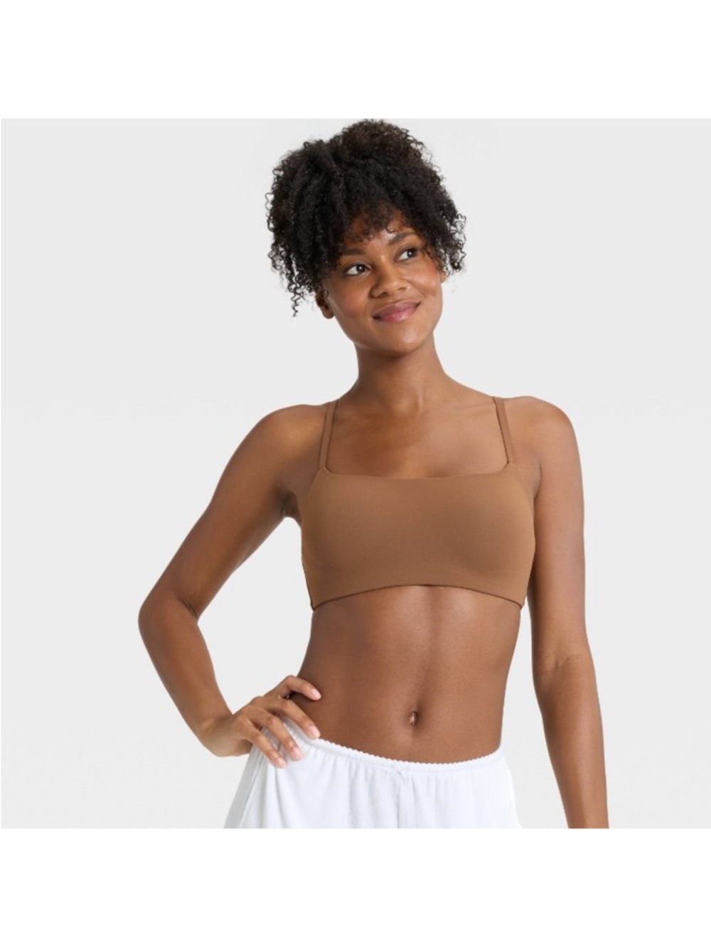Xl Auden Seamless Square-Neck Bralette — Brown